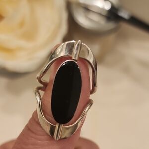 Elegant Silver and Black Women's Ring